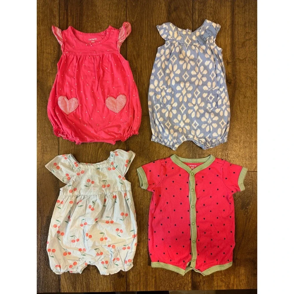 Carters Baby Girl Clothes Lot 3 Months Rompers 1 PC Outfits Summer Shorts Hearts